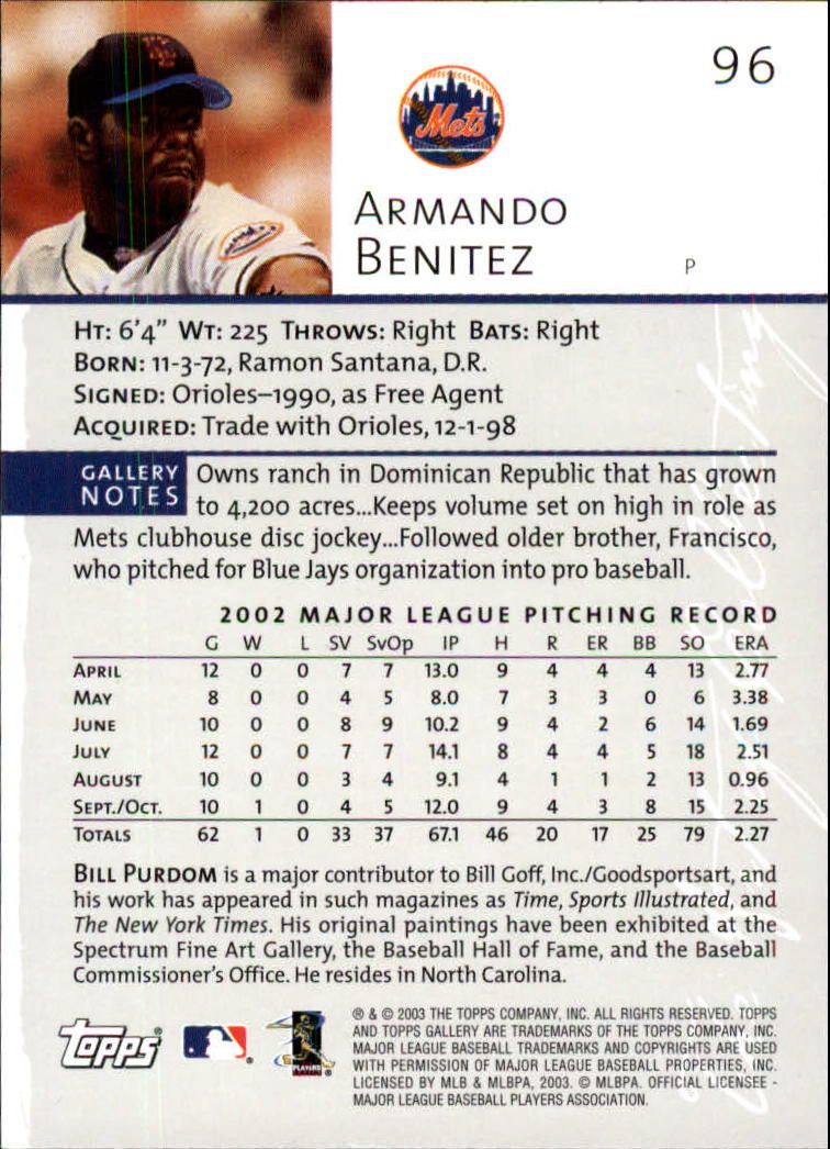 A9174- 2003 Topps Gallery Baseball Cards 1-200 -You Pick- 15+ FREE US SHIP - Picture 162 of 332