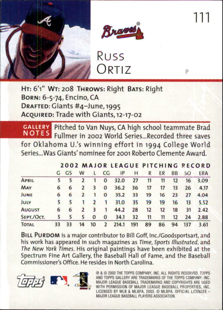 A9174- 2003 Topps Gallery Baseball Cards 1-200 -You Pick- 15+ FREE US SHIP - Picture 190 of 332