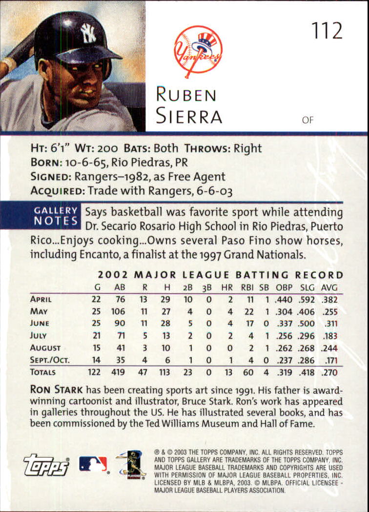 A9174- 2003 Topps Gallery Baseball Cards 1-200 -You Pick- 15+ FREE US SHIP - Picture 192 of 332