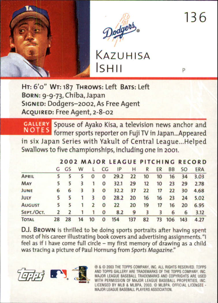 A9174- 2003 Topps Gallery Baseball Cards 1-200 -You Pick- 15+ FREE US SHIP - Picture 234 of 332