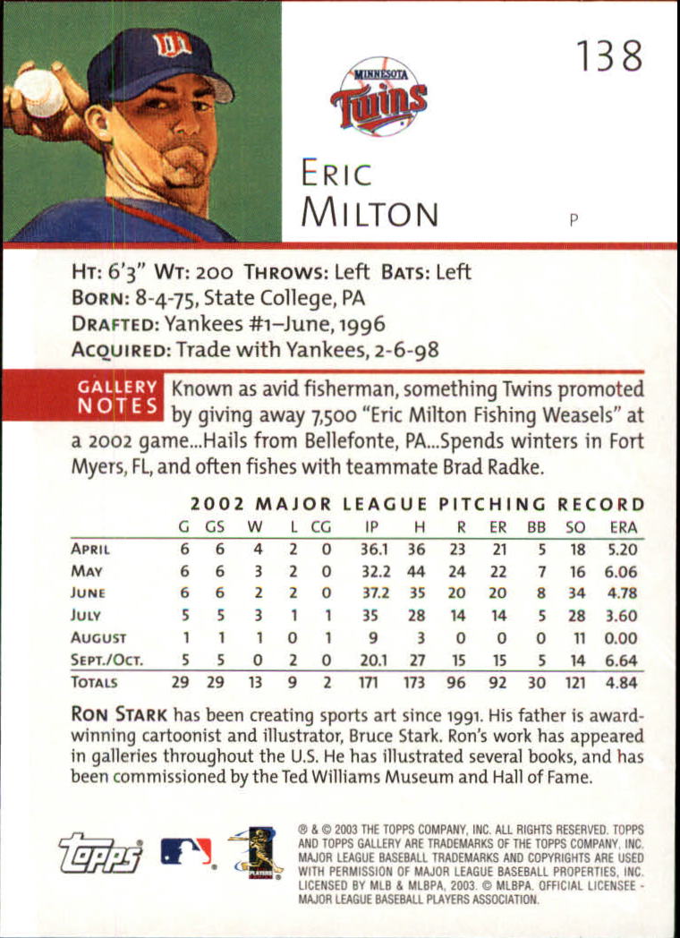 A9174- 2003 Topps Gallery Baseball Cards 1-200 -You Pick- 15+ FREE US SHIP - Picture 238 of 332