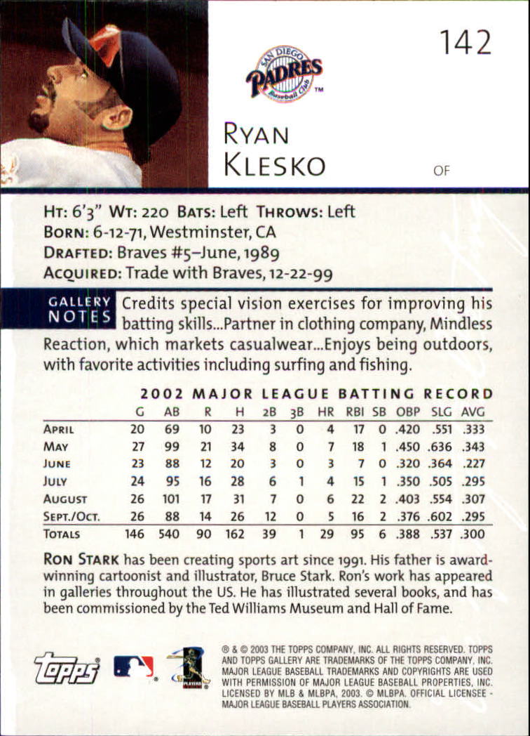 A9174- 2003 Topps Gallery Baseball Cards 1-200 -You Pick- 15+ FREE US SHIP - Picture 246 of 332