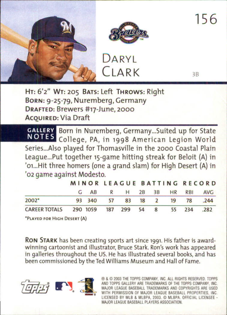 A9174- 2003 Topps Gallery Baseball Cards 1-200 -You Pick- 15+ FREE US SHIP - Picture 266 of 332