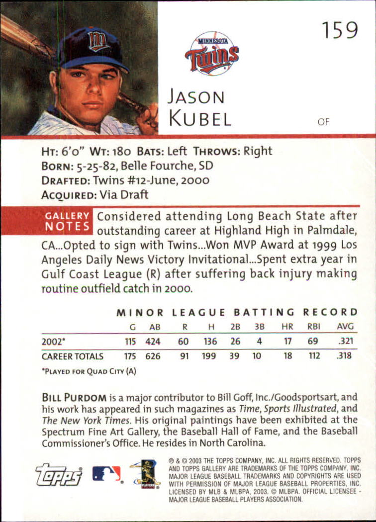 A9174- 2003 Topps Gallery Baseball Cards 1-200 -You Pick- 15+ FREE US SHIP - Picture 270 of 332