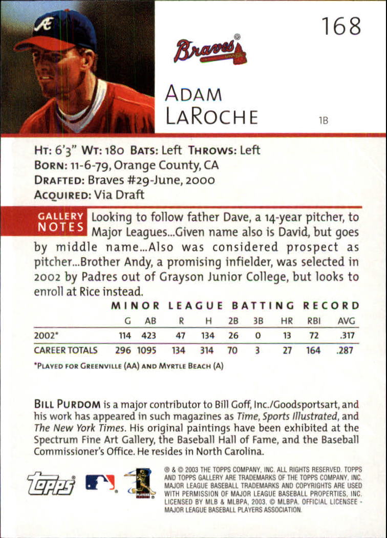 A9174- 2003 Topps Gallery Baseball Cards 1-200 -You Pick- 15+ FREE US SHIP - Picture 278 of 332
