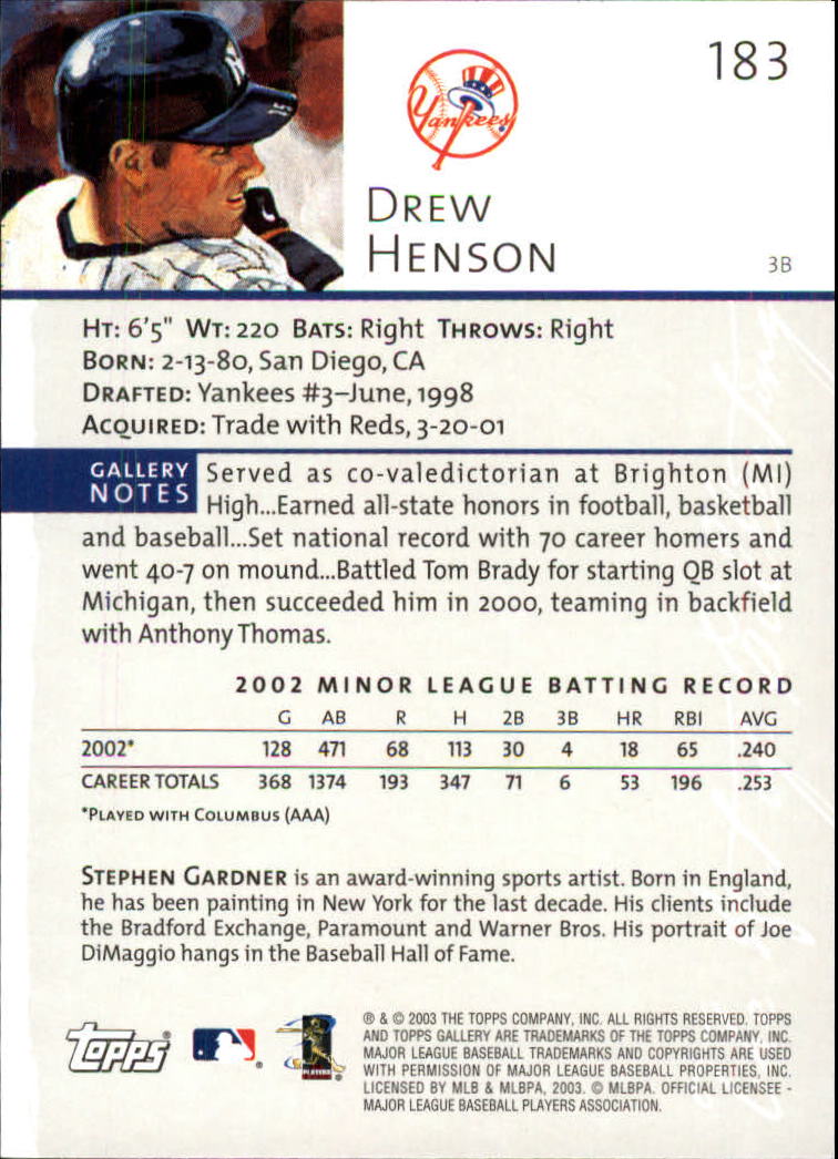 A9174- 2003 Topps Gallery Baseball Cards 1-200 -You Pick- 15+ FREE US SHIP - Picture 306 of 332