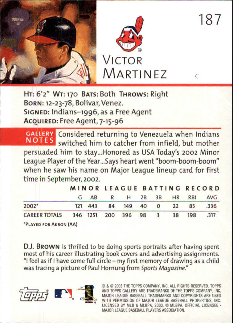 A9174- 2003 Topps Gallery Baseball Cards 1-200 -You Pick- 15+ FREE US SHIP - Picture 314 of 332