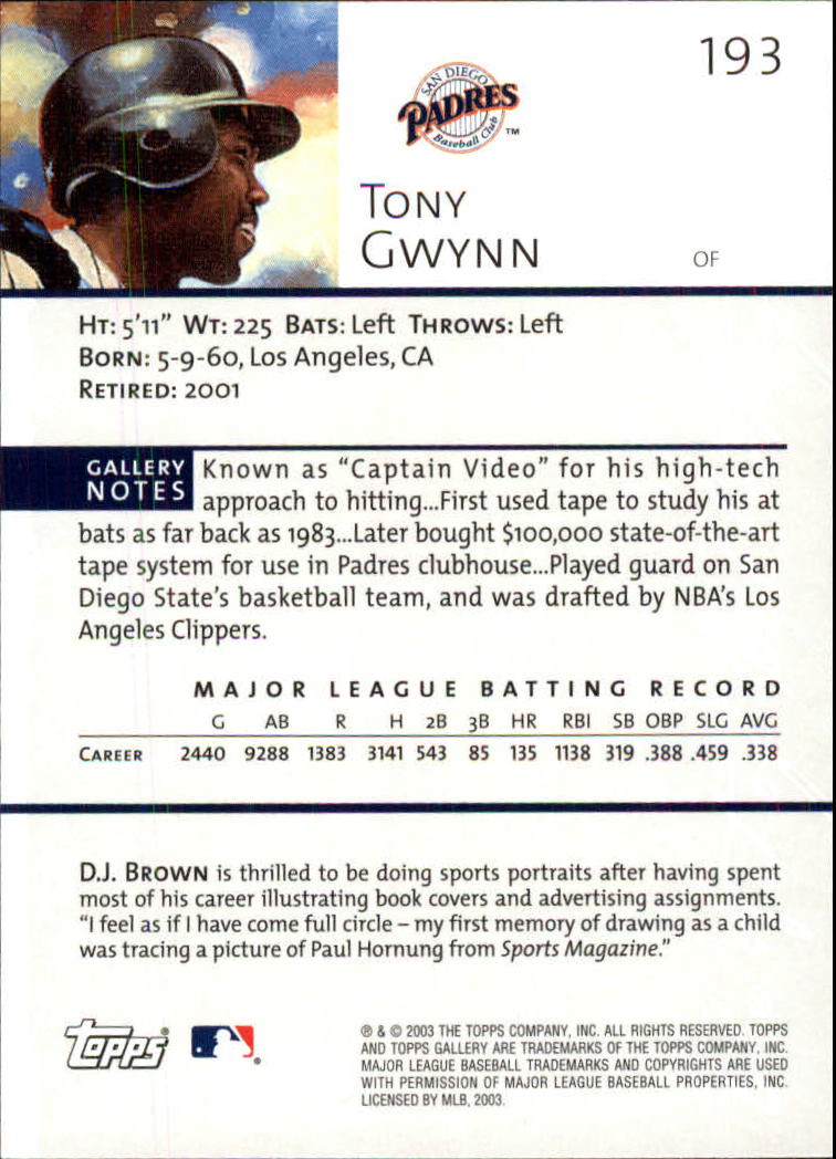 A9174- 2003 Topps Gallery Baseball Cards 1-200 -You Pick- 15+ FREE US SHIP - Picture 322 of 332