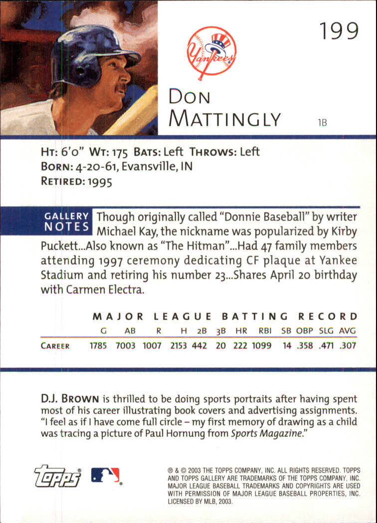 A9174- 2003 Topps Gallery Baseball Cards 1-200 -You Pick- 15+ FREE US SHIP - Picture 330 of 332