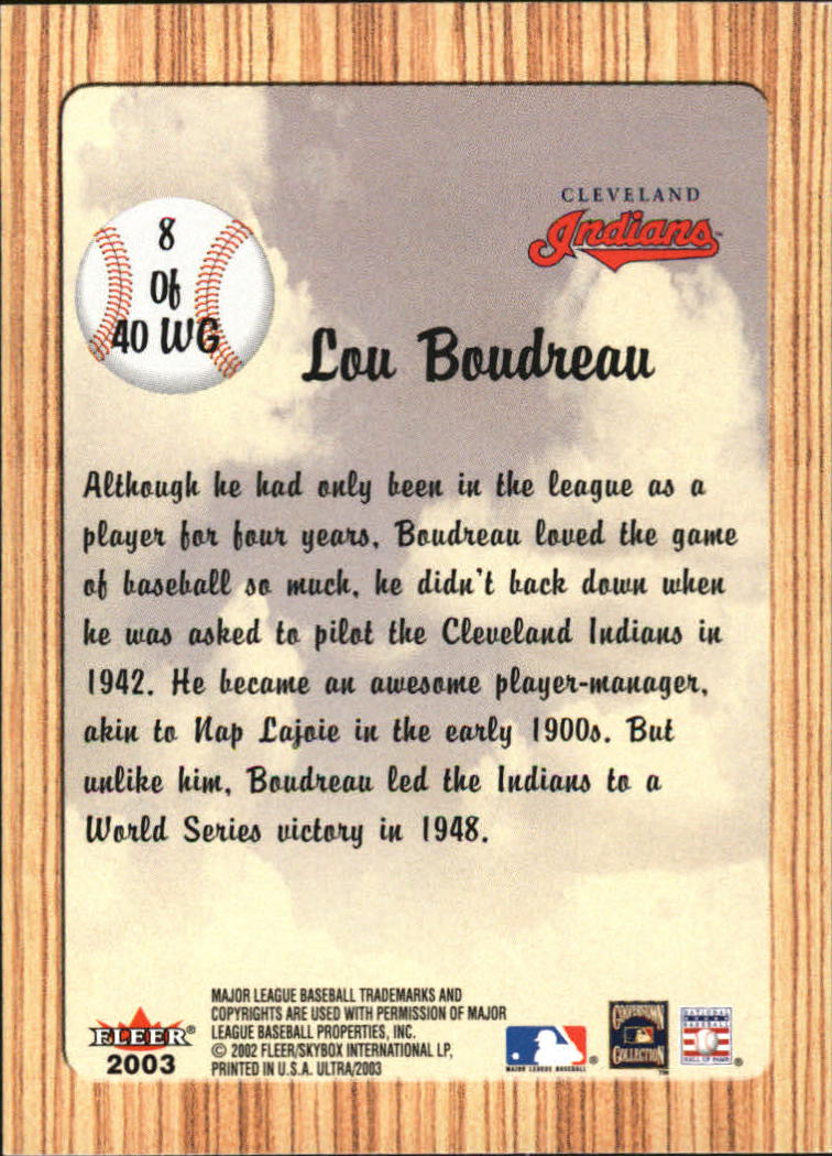 2003 Ultra When It Was A Game #8 Lou Boudreau back image