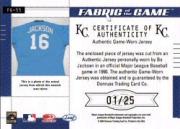2003 Leaf Certified Materials Fabric of the Game Autographs #55IN Bo Jackson IN/5 back image