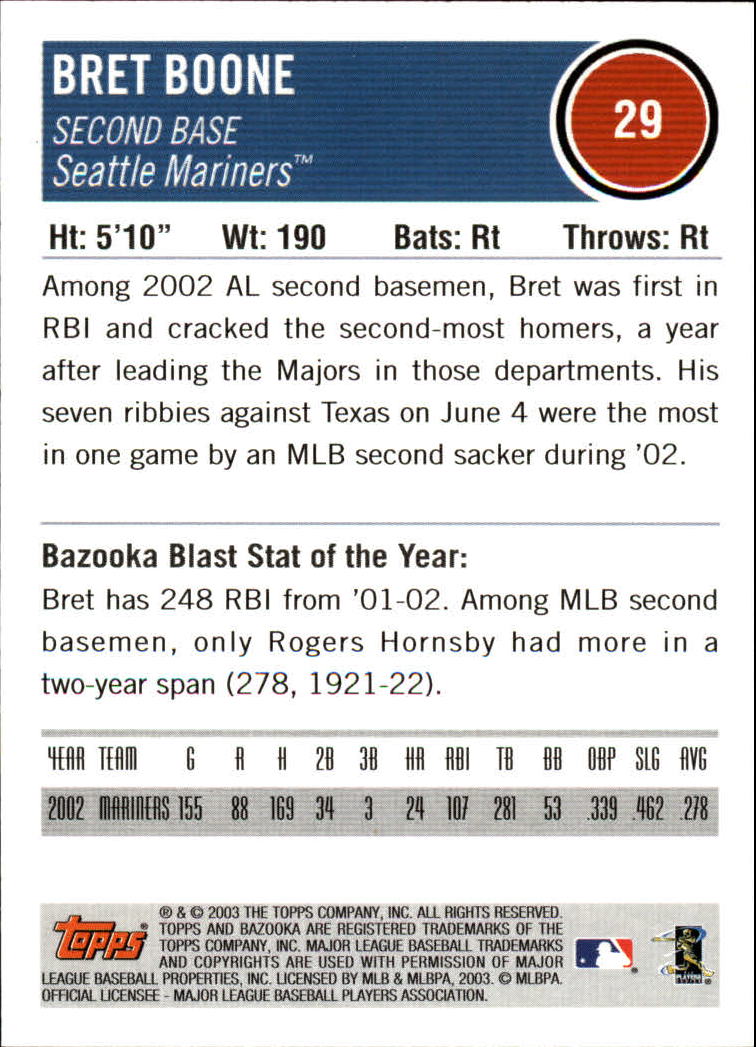 2003 Bazooka #29 Bret Boone back image
