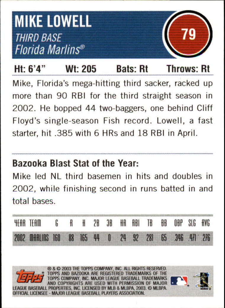 2003 Bazooka #79 Mike Lowell back image