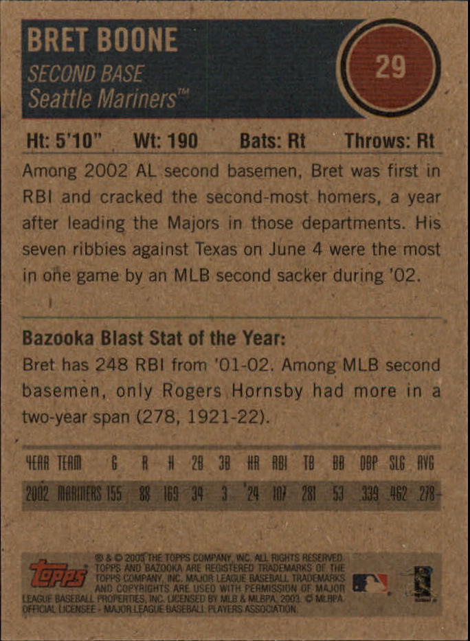 2003 Bazooka Minis #29 Bret Boone back image