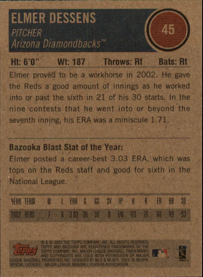 2003 Bazooka Minis #45 Elmer Dessens back image