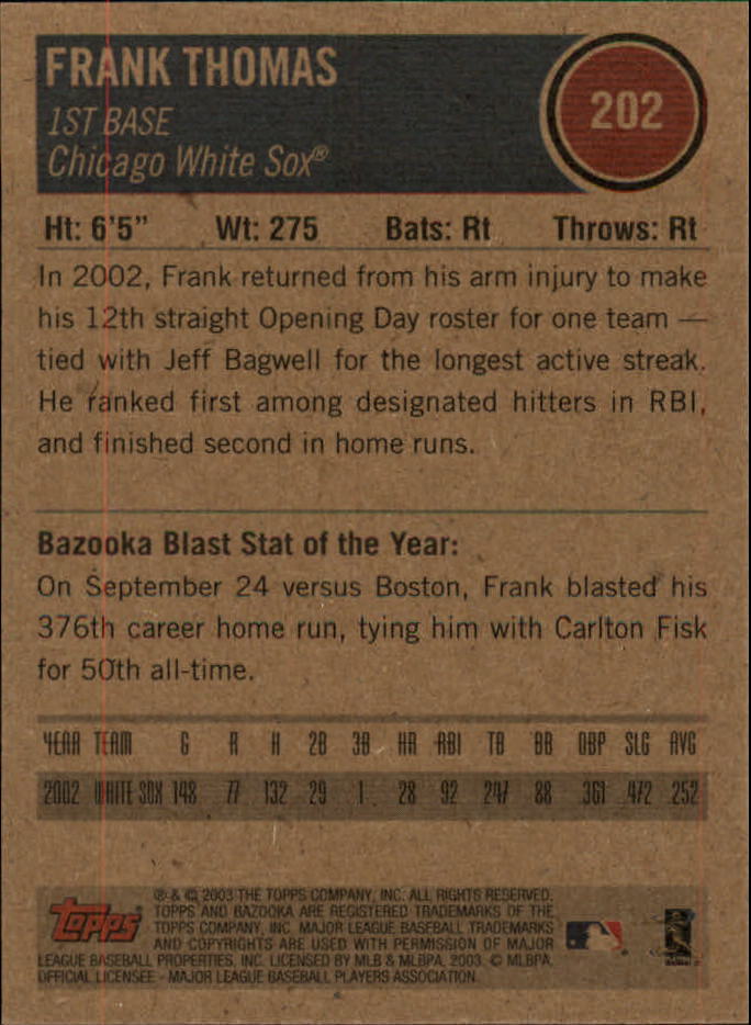 2003 Bazooka Minis #202 Frank Thomas back image