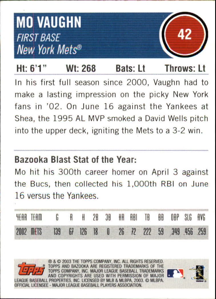 2003 Bazooka Silver #42 Mo Vaughn back image
