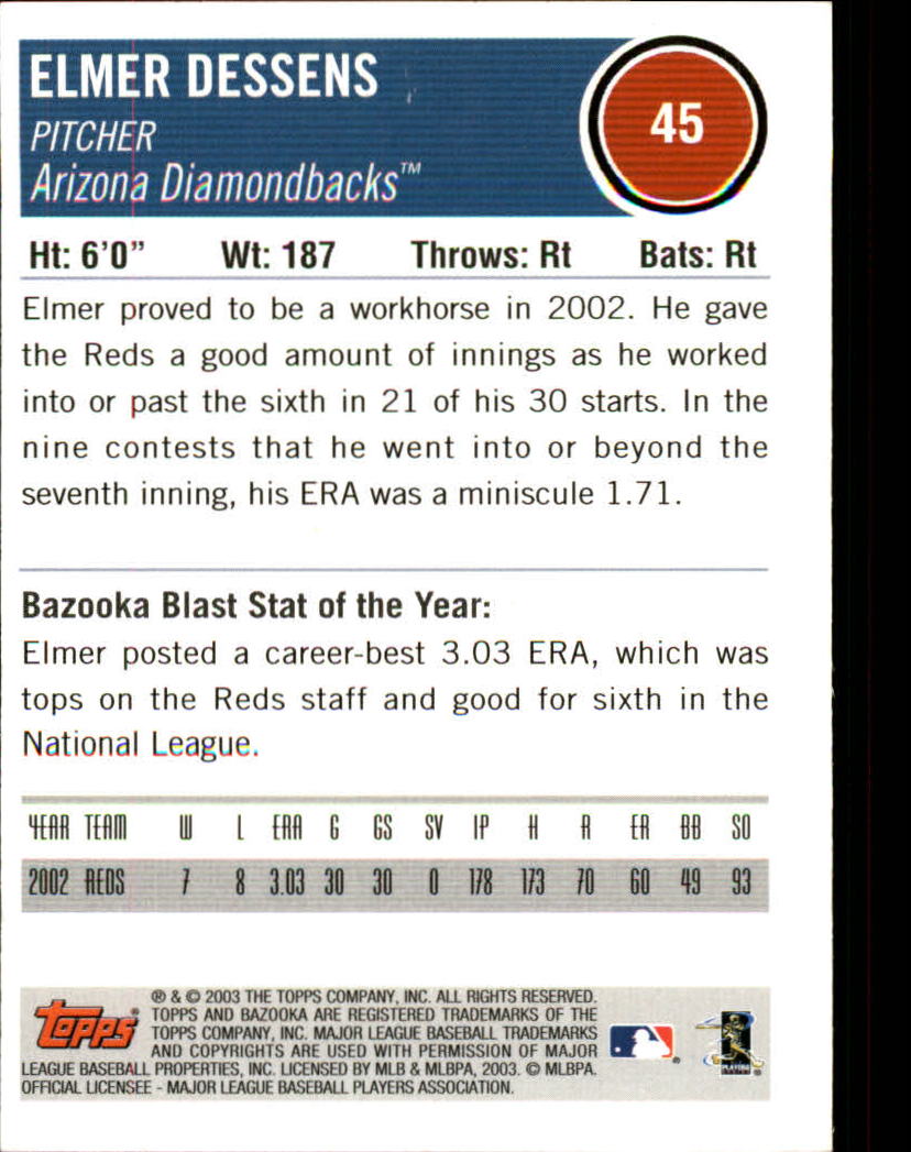 2003 Bazooka Silver #45 Elmer Dessens back image