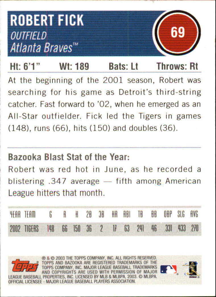 2003 Bazooka Silver #69 Robert Fick back image