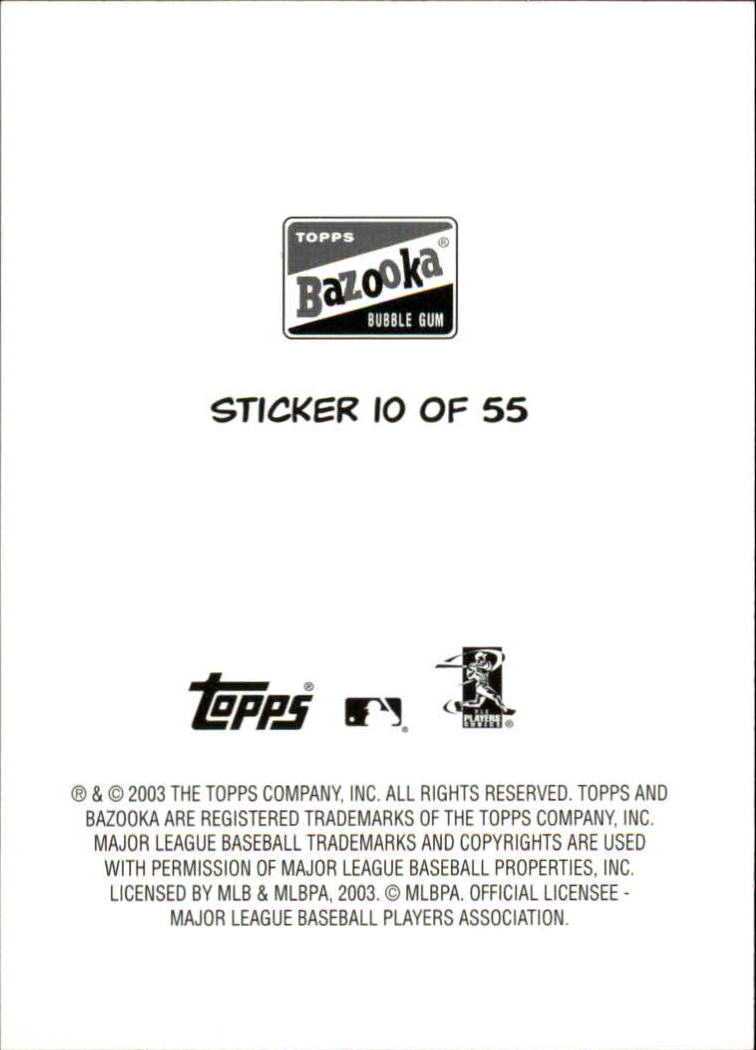 2003 Bazooka 4 on 1 Sticker #10 Bernie/Griffey/Ichiro/Dunn back image