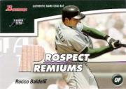 2003 Bowman Draft Prospect Premiums Relics #RB Rocco Baldelli Bat A