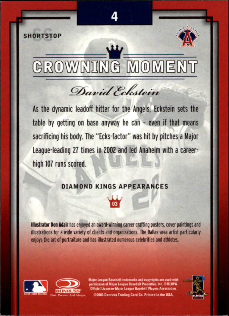 2003 Diamond Kings #4 David Eckstein back image