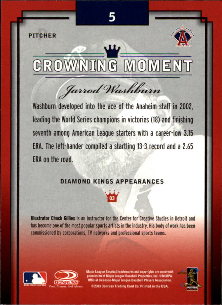 2003 Diamond Kings #5 Jarrod Washburn back image