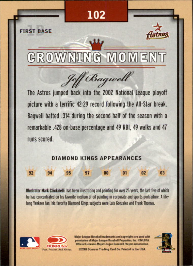 2003 Diamond Kings #102 Jeff Bagwell back image