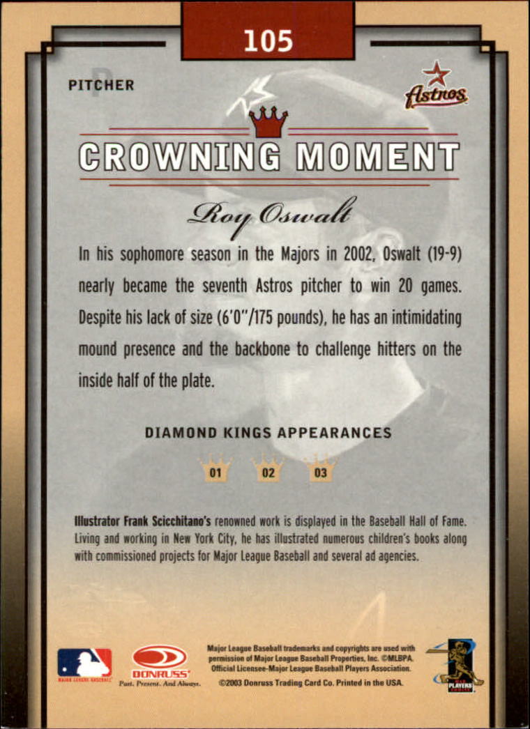 2003 Diamond Kings #105 Roy Oswalt back image