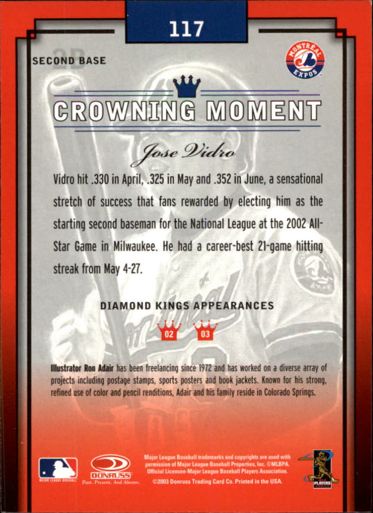 2003 Diamond Kings #117 Jose Vidro back image