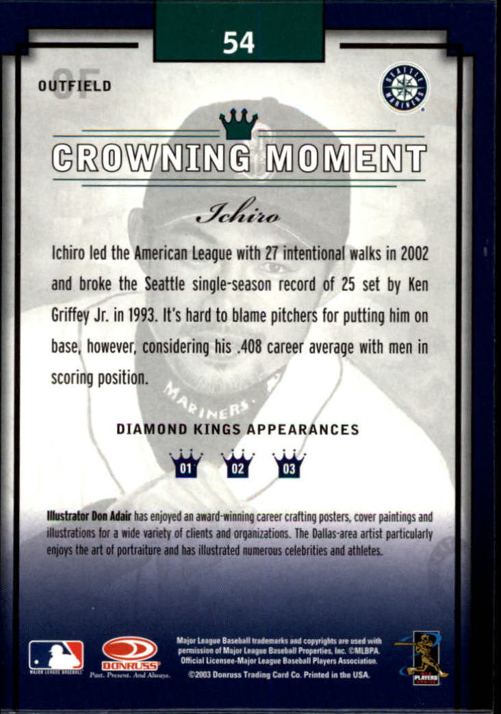 2003 Diamond Kings Bronze Foil #54 Ichiro Suzuki back image