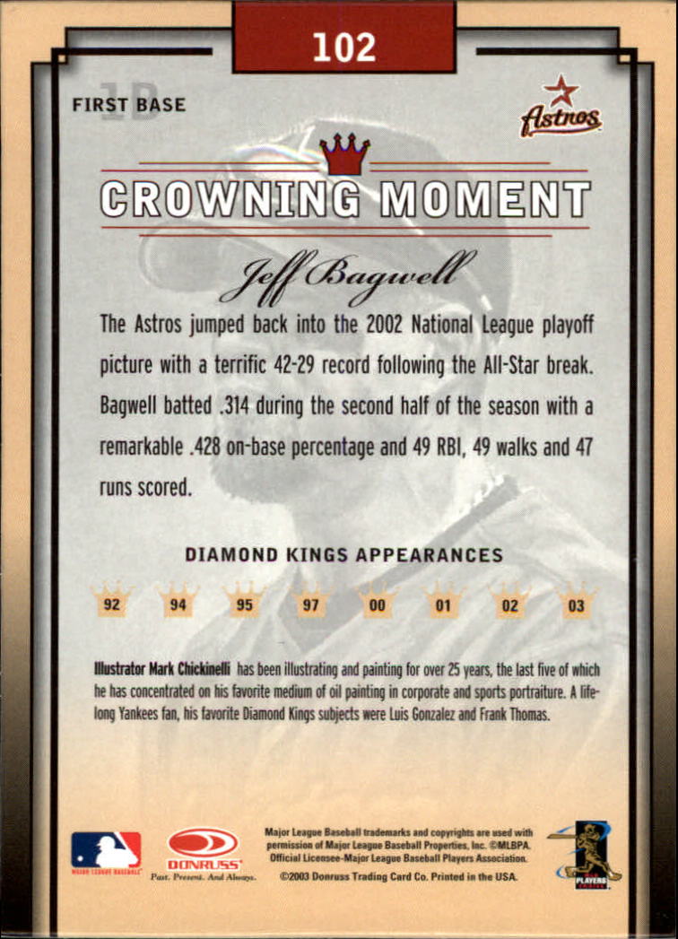 2003 Diamond Kings Bronze Foil #102 Jeff Bagwell back image