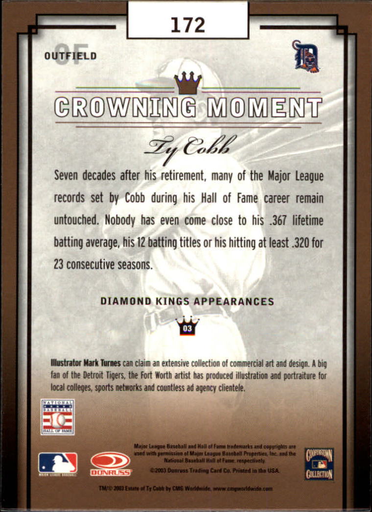 2003 Diamond Kings Bronze Foil #172 Ty Cobb RET back image