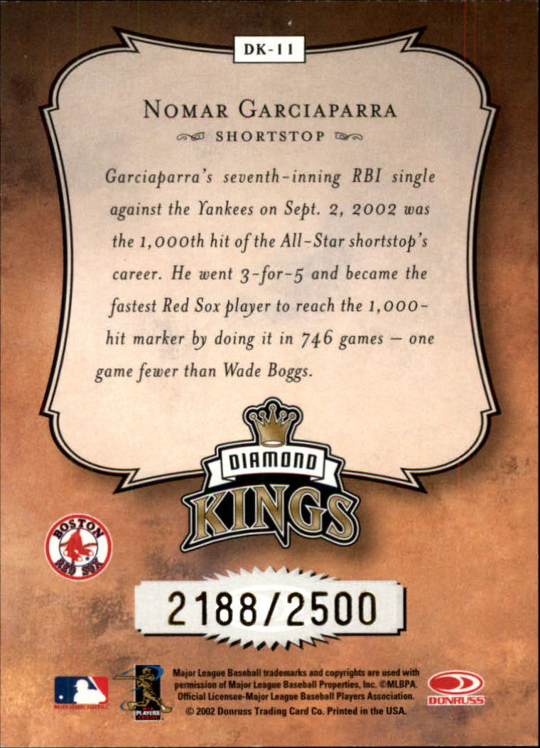 2003 Donruss Diamond Kings Inserts #DK11 Nomar Garciaparra back image