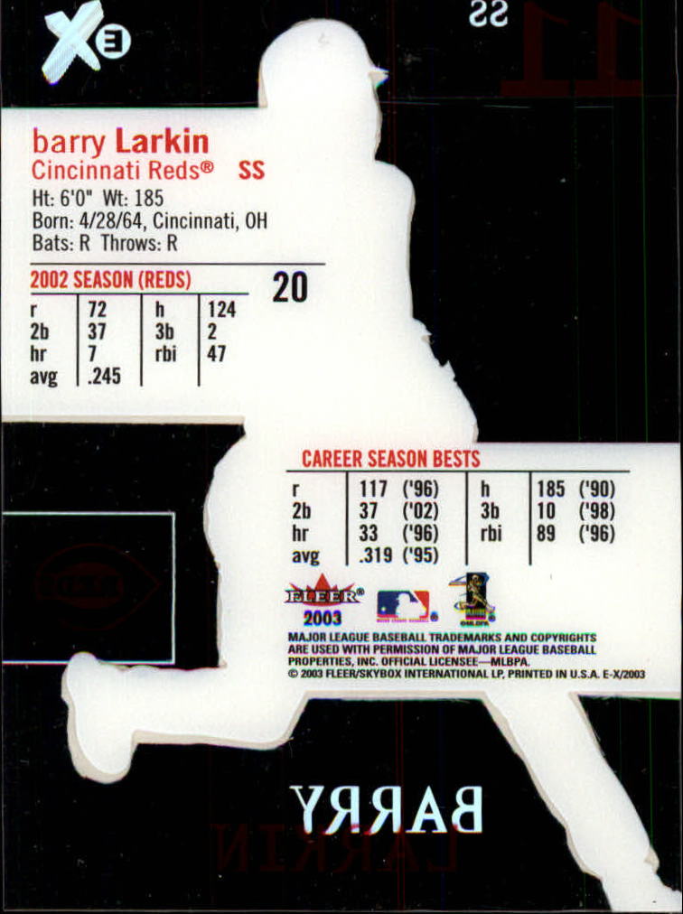 2003 E-X #20 Barry Larkin back image
