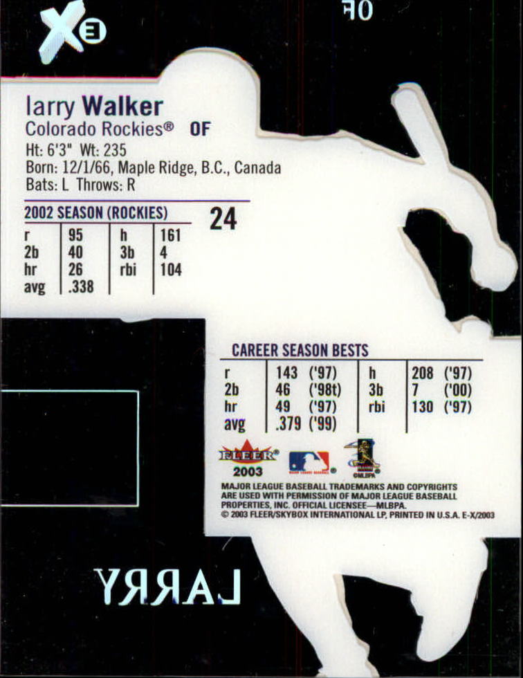 2003 E-X #24 Larry Walker back image