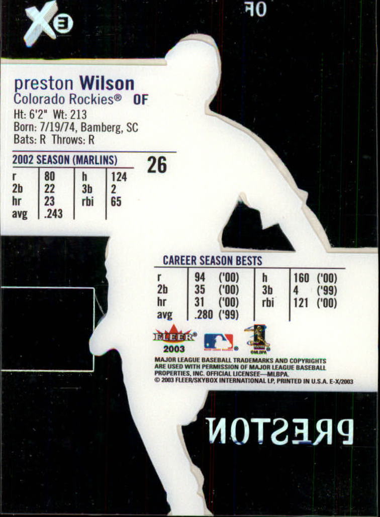 2003 E-X #26 Preston Wilson back image