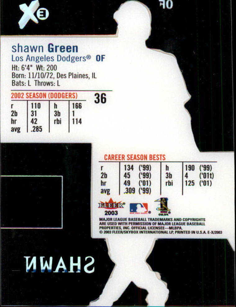 2003 E-X #36 Shawn Green back image