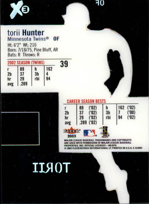 2003 E-X #39 Torii Hunter back image