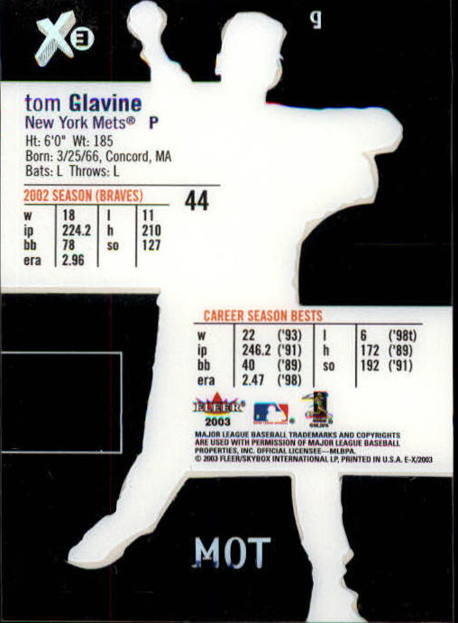 2003 E-X #44 Tom Glavine back image