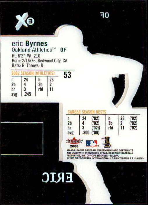 2003 E-X #53 Eric Byrnes back image