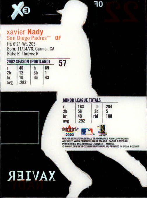 2003 E-X #57 Xavier Nady back image