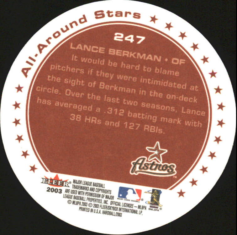 2003 Fleer Hardball #247 Lance Berkman AAS back image