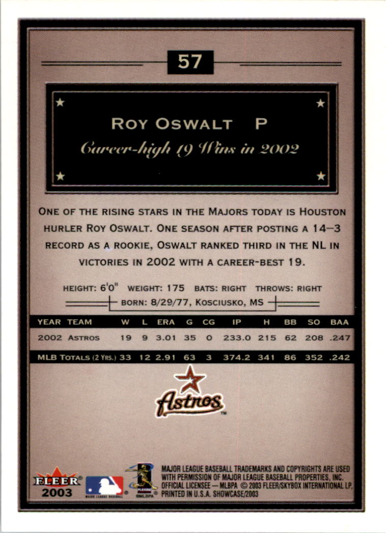 2003 Fleer Showcase #57 Roy Oswalt back image