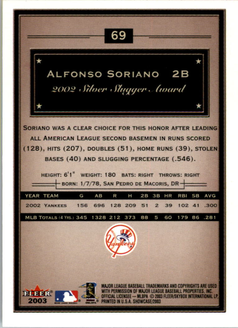 2003 Fleer Showcase #69 Alfonso Soriano back image