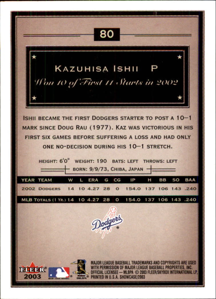 2003 Fleer Showcase #80 Kazuhisa Ishii back image