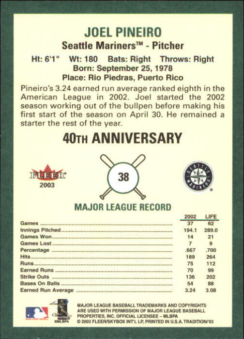 B2168- 2003 Fleer Tradition Baseball Card #s 1-265 -You Pick- 15+ FREE US SHIP - Picture 61 of 487