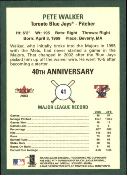 B2168- 2003 Fleer Tradition Baseball Card #s 1-265 -You Pick- 15+ FREE US SHIP - Picture 65 of 487