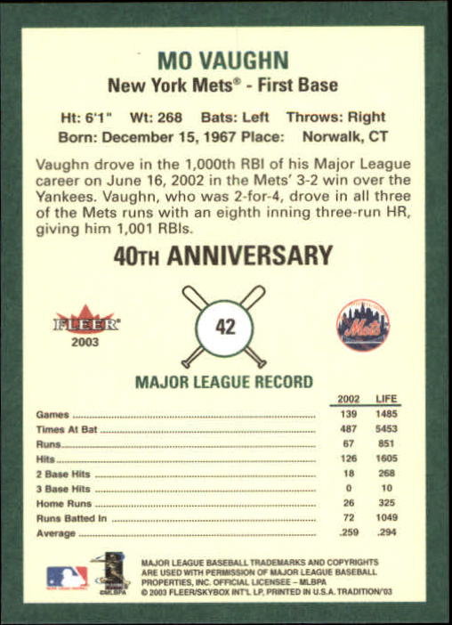 B2168- 2003 Fleer Tradition Baseball Card #s 1-265 -You Pick- 15+ FREE US SHIP - Picture 67 of 487