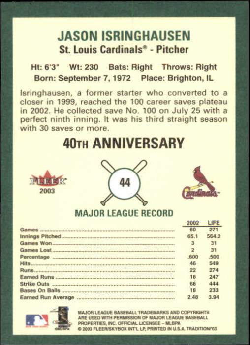 B2168- 2003 Fleer Tradition Baseball Card #s 1-265 -You Pick- 15+ FREE US SHIP - Picture 71 of 487